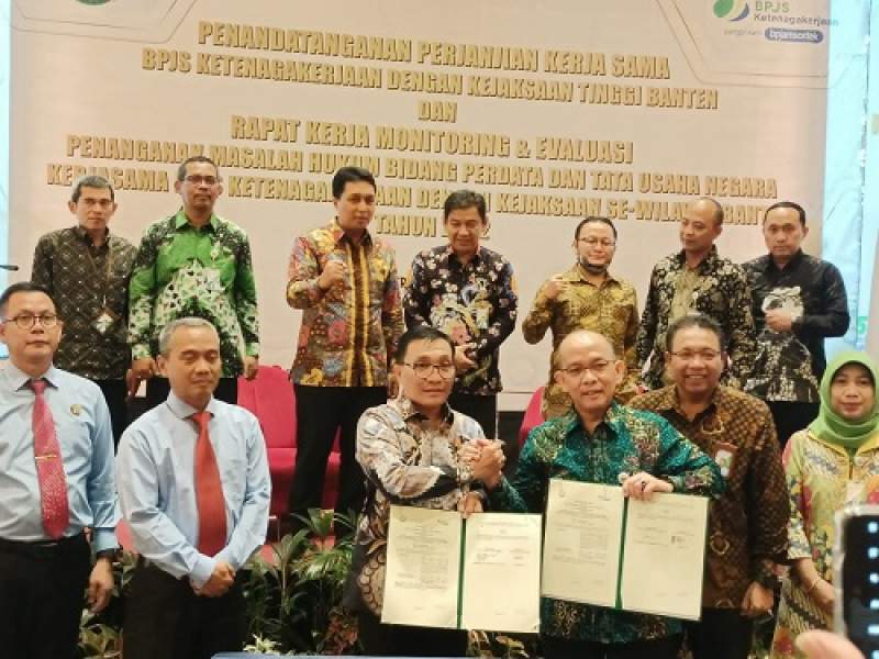 BPJAMSOSTEK Kanwil Banten Gelar Monev dan Penandatangan Perjanjian Kerja Sama Bersama Kejaksaan Tinggi Banten