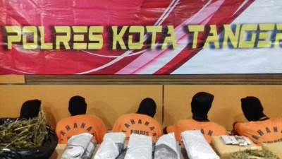 Lima pelaku pengedar narkoba yang dibekuk jajaran Polresta Tangerang.