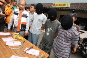 Tiga Pelajar yang tertangkap polisi saat tawuran di Bogor