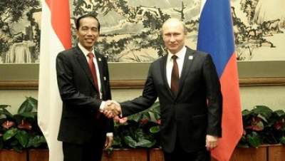 Presiden Joko Widodo (kiri) bertemu dengan Presiden Rusia Vladimir Putin (kanan) saat KTT APEC 2014 di Beijing. (Foto: Setpres-Rusman)