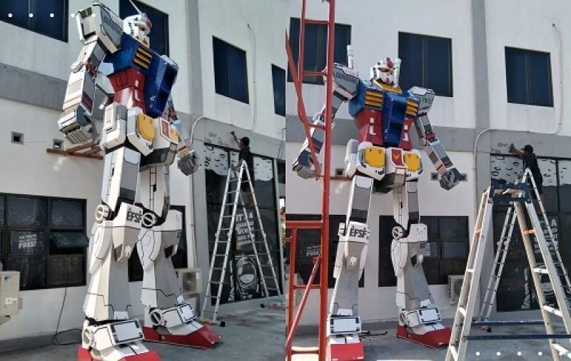 Wow Seniman Asal Subang Buat Replika Gundam Setinggi 5,3 Meter