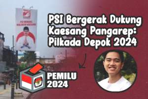PSI memasang spanduk yang mendukung Kaesang Pangarep sebagai calon Wali Kota Depok. (Sumber: Liputan6.com/Dicky Agung Prihanto) Ilustrasi: Aqila/dt