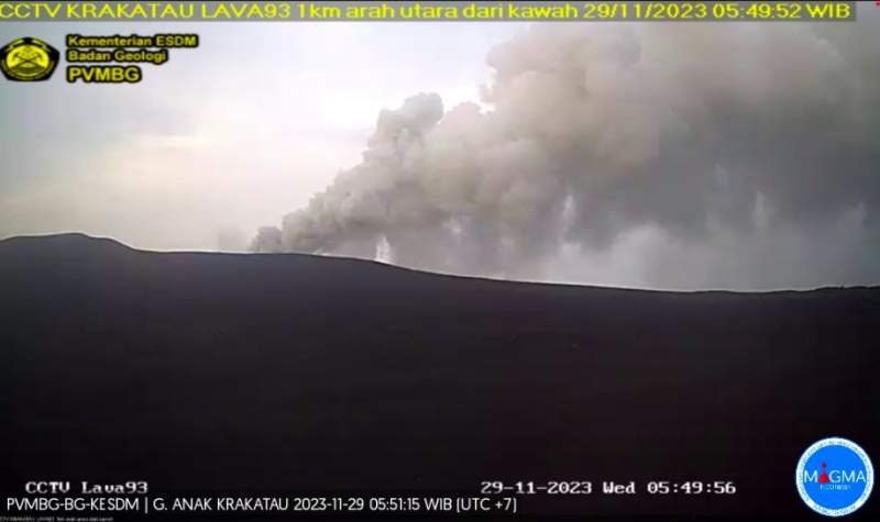 Erupsi Gunung Anak Krakatau, Tercatat 87 Kali Sepanjang 2023