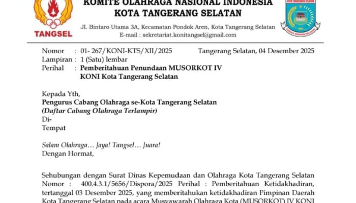 Aneh bin Ajaib, Wali Kota Tidak Bisa Hadir, Musorkot KONI Tangsel Ditunda