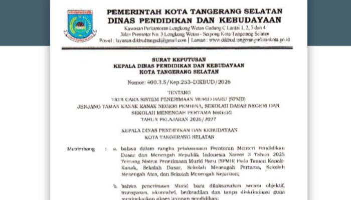 SPMB Tangsel 2026 Resmi Dibuka, Cek Jadwal dan Syarat TK, SD, hingga SMP Negeri